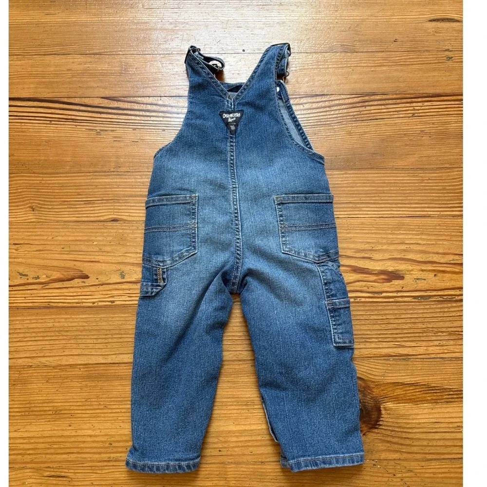 OshKosh B'Gosh Denim Overalls Kids Blue Excellent Embroidered Logo SIZE‎ 18M